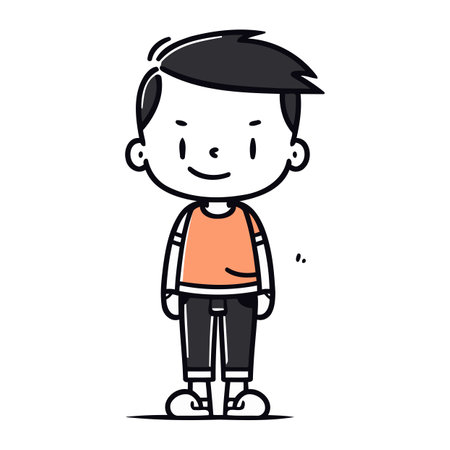 Cute little boy cartoon character vector illustration. Cute little boy cartoon character.のイラスト素材