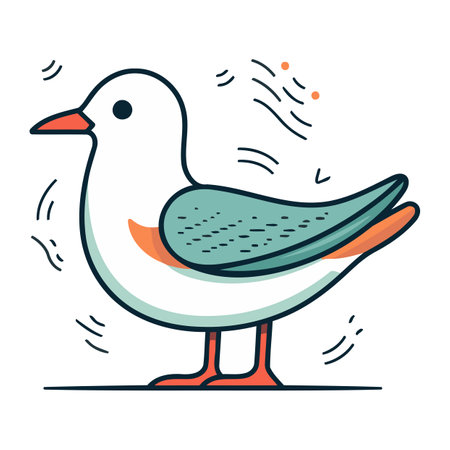 Seagull vector illustration in doodle style isolated on white background.のイラスト素材