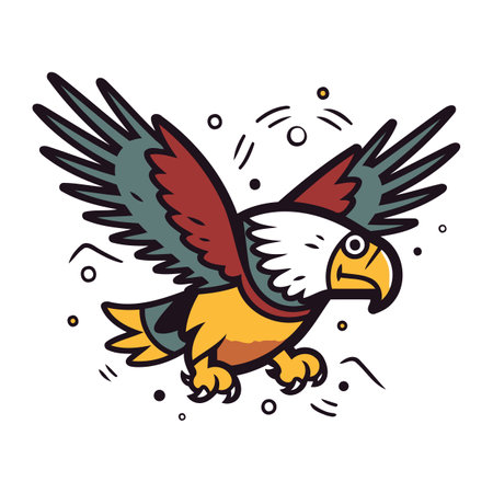 Eagle flying. Cartoon style vector illustration isolated on white background.のイラスト素材