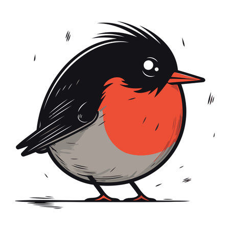 Bullfinch on a white background. vector illustration. hand drawingのイラスト素材