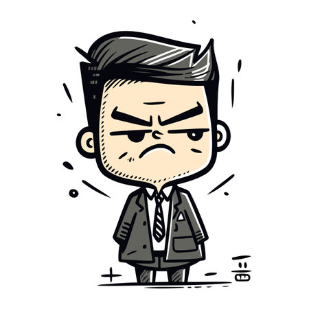 Angry boss cartoon character. Vector illustration isolated on white background.のイラスト素材