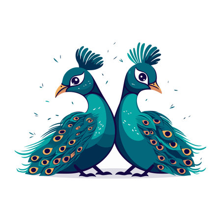 Peacock. Vector illustration of a pair of peacocks.のイラスト素材