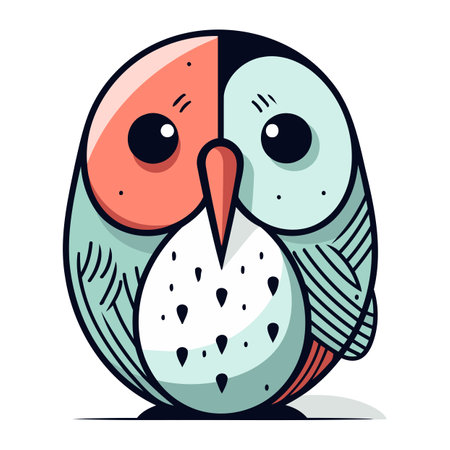 Cute cartoon owl. Vector illustration isolated on a white background.のイラスト素材