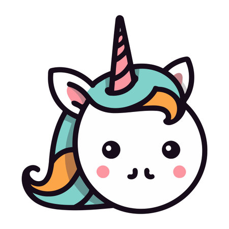 Cute unicorn. Vector illustration. Isolated on white background.のイラスト素材