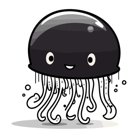 Jellyfish Cartoon Mascot Character Vector Illustration EPS10のイラスト素材