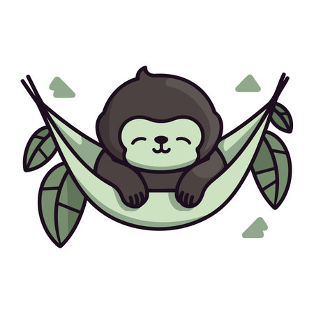 cute and little monkey sleeping in hammock character vector illustration designのイラスト素材