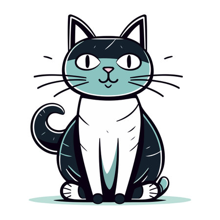 Cute cartoon cat. Vector illustration isolated on a white background.のイラスト素材