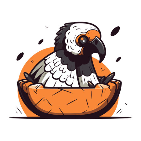 Vector illustration of a vulture in a basket. Cartoon style.のイラスト素材