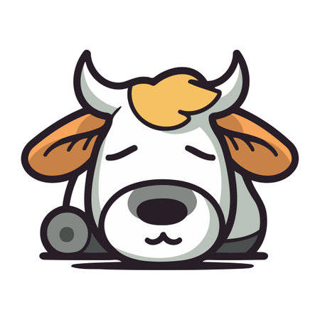 Cute cartoon cow. Vector illustration. Isolated on white background.のイラスト素材