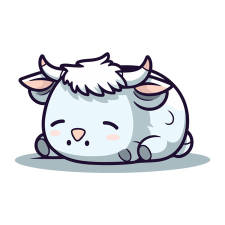 Cute cartoon cow character. Vector illustration of a cute farm animal.のイラスト素材