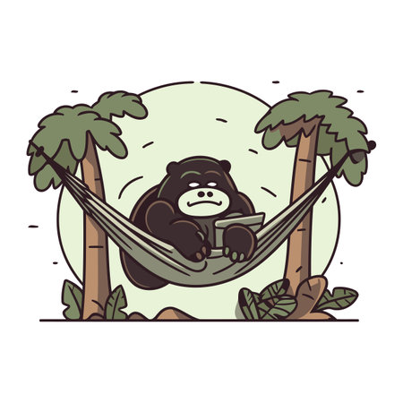 Monkey in a hammock. Vector illustration in cartoon style.のイラスト素材
