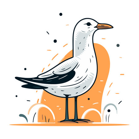Seagull. Vector illustration of a seagull on a white background.のイラスト素材