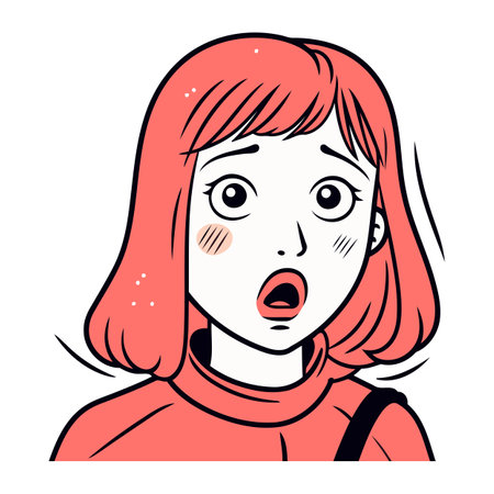 Surprised young woman. Vector illustration in cartoon comic style.のイラスト素材