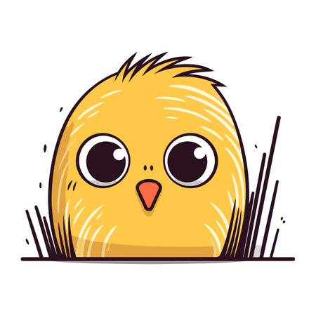 Cute chick isolated on white background. Vector illustration in cartoon style.のイラスト素材