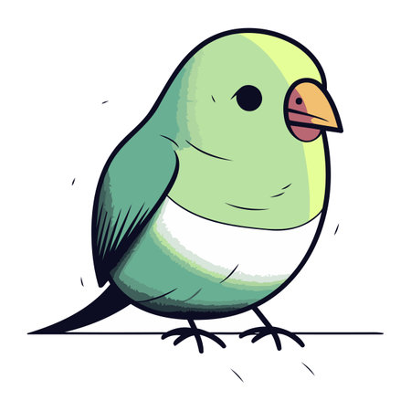 Cute green parrot on white background. Vector cartoon illustration.のイラスト素材