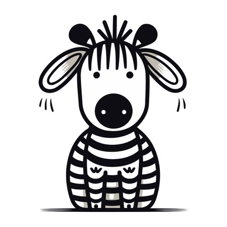 Zebra doodle isolated on a white background. Vector illustration.のイラスト素材