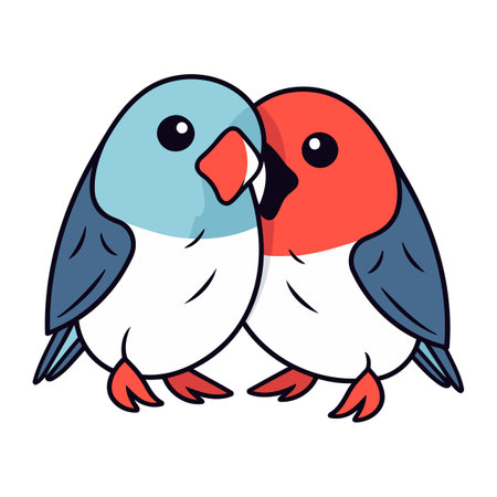 Cute couple of parrots on a white background. Vector illustration.のイラスト素材