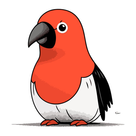 Red parrot on a white background. Vector illustration of a bird.のイラスト素材