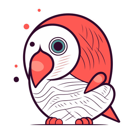 Cute cartoon parrot. Vector illustration isolated on white background.のイラスト素材