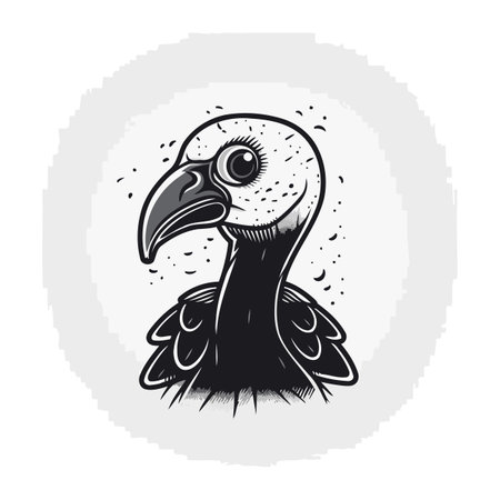 Vulture head. Vintage style vector illustration isolated on white background.のイラスト素材