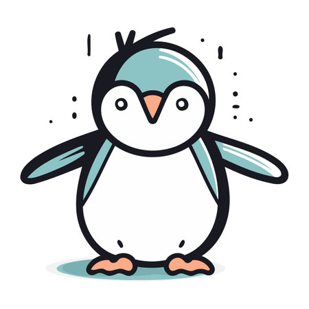 Penguin doodle. vector illustration in cartoon style.のイラスト素材
