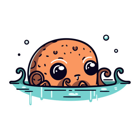 Cute cartoon octopus. Vector illustration in doodle style.のイラスト素材