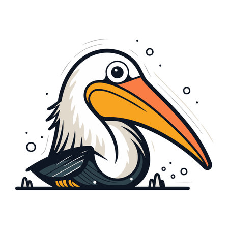 Pelican isolated on white background. Vector illustration in cartoon style.のイラスト素材