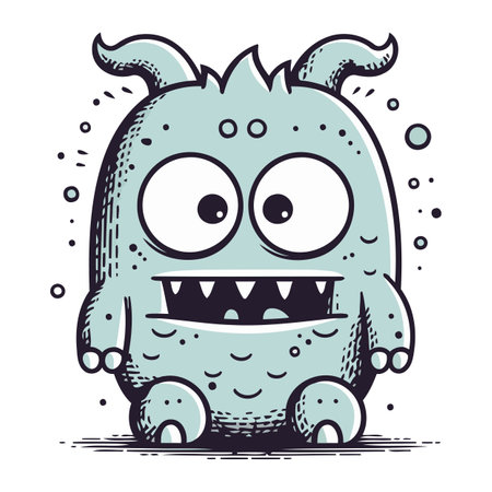 Funny cartoon monster. Vector illustration. Isolated on white background.のイラスト素材