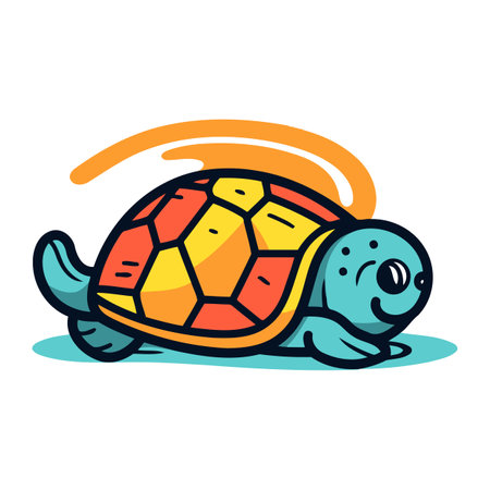 Cute cartoon turtle isolated on a white background. Vector illustration.のイラスト素材