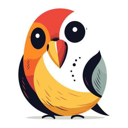 Cute cartoon parrot. Vector illustration isolated on white background.のイラスト素材