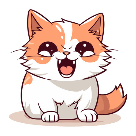 Cute cartoon cat. Vector illustration isolated on a white background.のイラスト素材