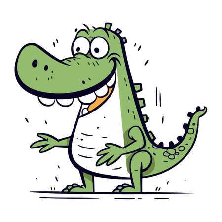 Crocodile vector illustration. Cute cartoon crocodile.のイラスト素材