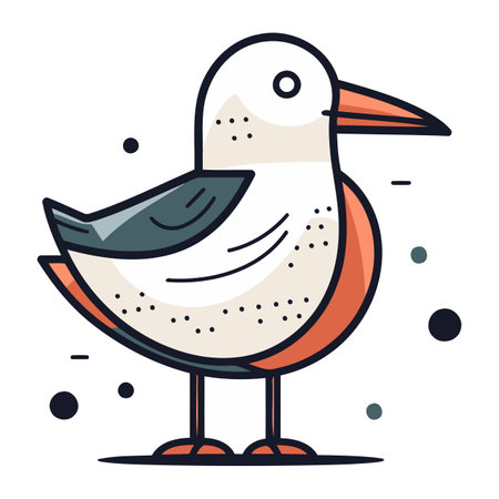 Cute cartoon seagull. Vector illustration of a seagull.のイラスト素材