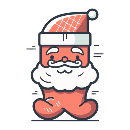 Santa Claus flat line art icon. Merry Christmas and Happy New Yearのイラスト素材