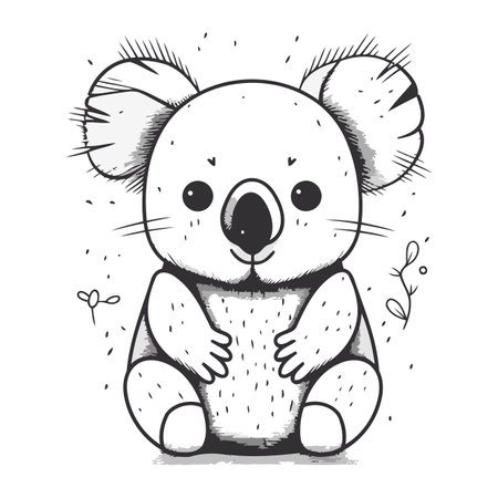Cute koala vector illustration. Hand drawn sketch of koala.のイラスト素材