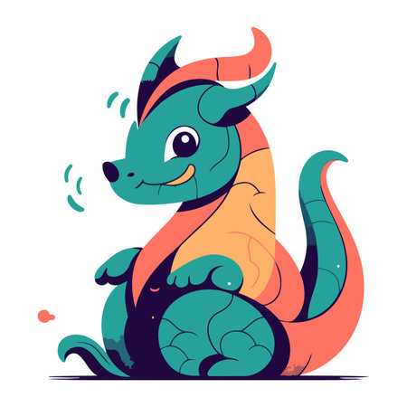 Cute cartoon dragon. Vector illustration. Isolated on white background.のイラスト素材