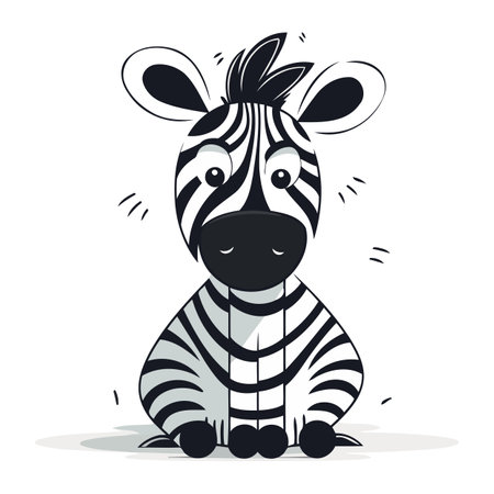 Cute zebra. Vector illustration on white background. Cartoon style.のイラスト素材