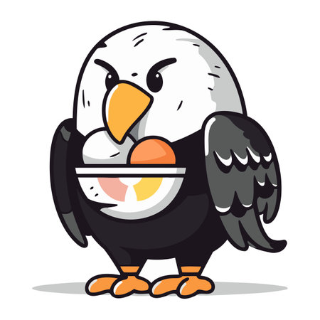 Bald Eagle Bird Cartoon Mascot Character Vector Illustration.のイラスト素材