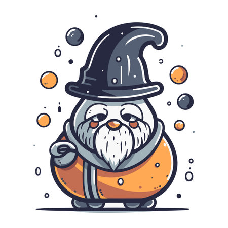 Cute cartoon vector illustration of santa claus in hat.のイラスト素材