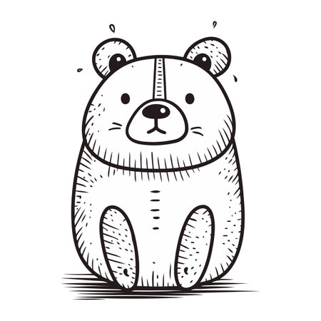 Cute cartoon bear in doodle style. Vector illustration.のイラスト素材