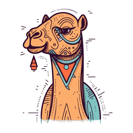 Camel head. Hand drawn vector illustration. Isolated on white background.のイラスト素材