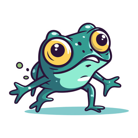 Frog cartoon character. Vector illustration isolated on a white background.のイラスト素材
