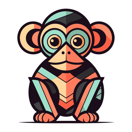 Monkey with a book. Vector illustration in a flat style.のイラスト素材