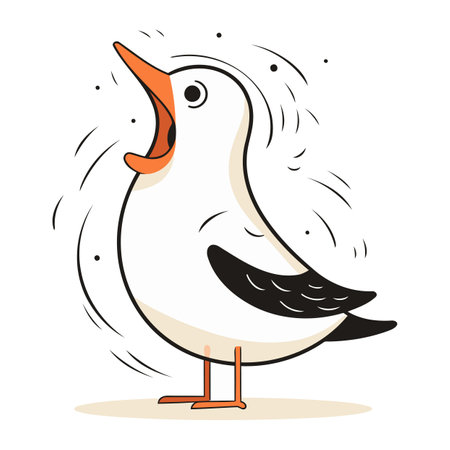Cartoon seagull isolated on white background. Vector illustration.のイラスト素材
