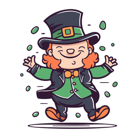 Cartoon leprechaun. St. Patricks day vector illustration.のイラスト素材
