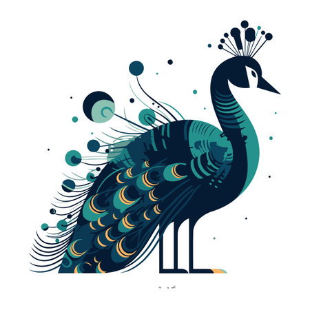 Peacock. Vector illustration. Isolated on white background.のイラスト素材