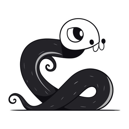 Cute cartoon snake isolated on a white background. Vector illustration.のイラスト素材