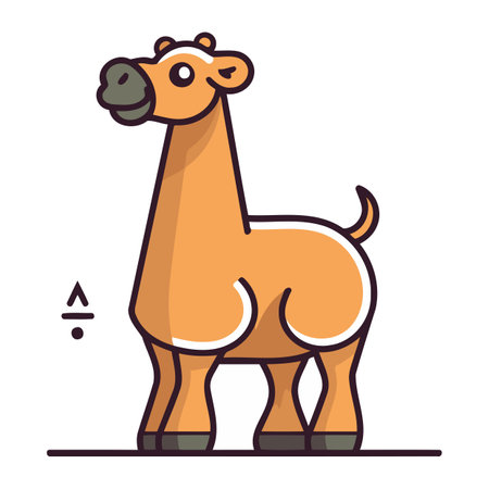 Cute cartoon camel. Vector illustration in a flat linear style.のイラスト素材