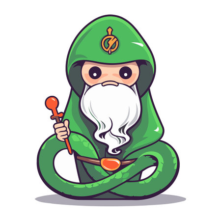 Pirate snake character cartoon style vector illustration. Isolated on white.のイラスト素材