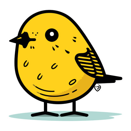 Cute yellow bird. Vector illustration isolated on a white background.のイラスト素材